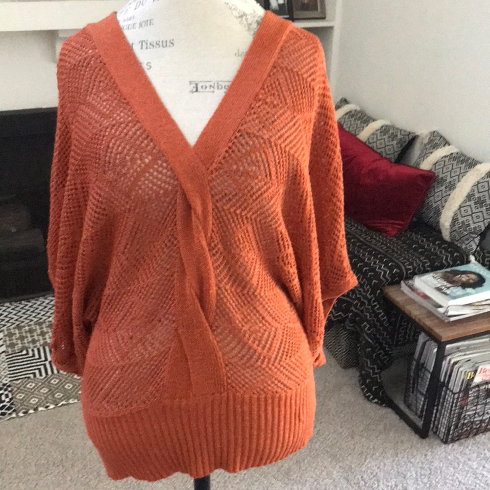Rust Pointelle Knit Top